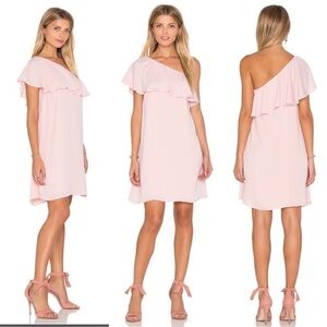 Amanda Uprichard Zoe Dress One Shoulder Ruffle Mini Length Pink Size Small